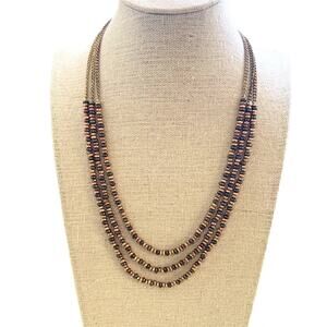 ZAD Boutique Beaded Multi Strand Necklace Metallic Boho NWT NEW